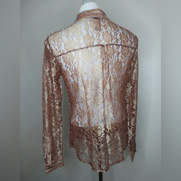 Chico’s Sheer Lace Button-Down Blouse Size 0 - Picture 3 of 10